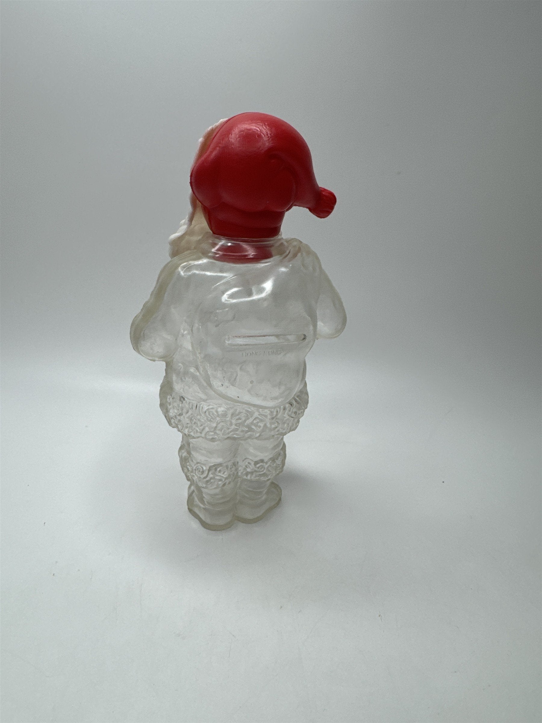 Vintage Santa Candy Container Bank Clear Plastic Blow Mold Christmas Figurine
