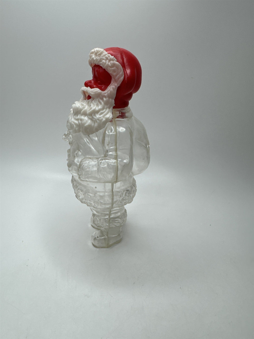 Vintage Santa Candy Container Bank Clear Plastic Blow Mold Christmas Figurine