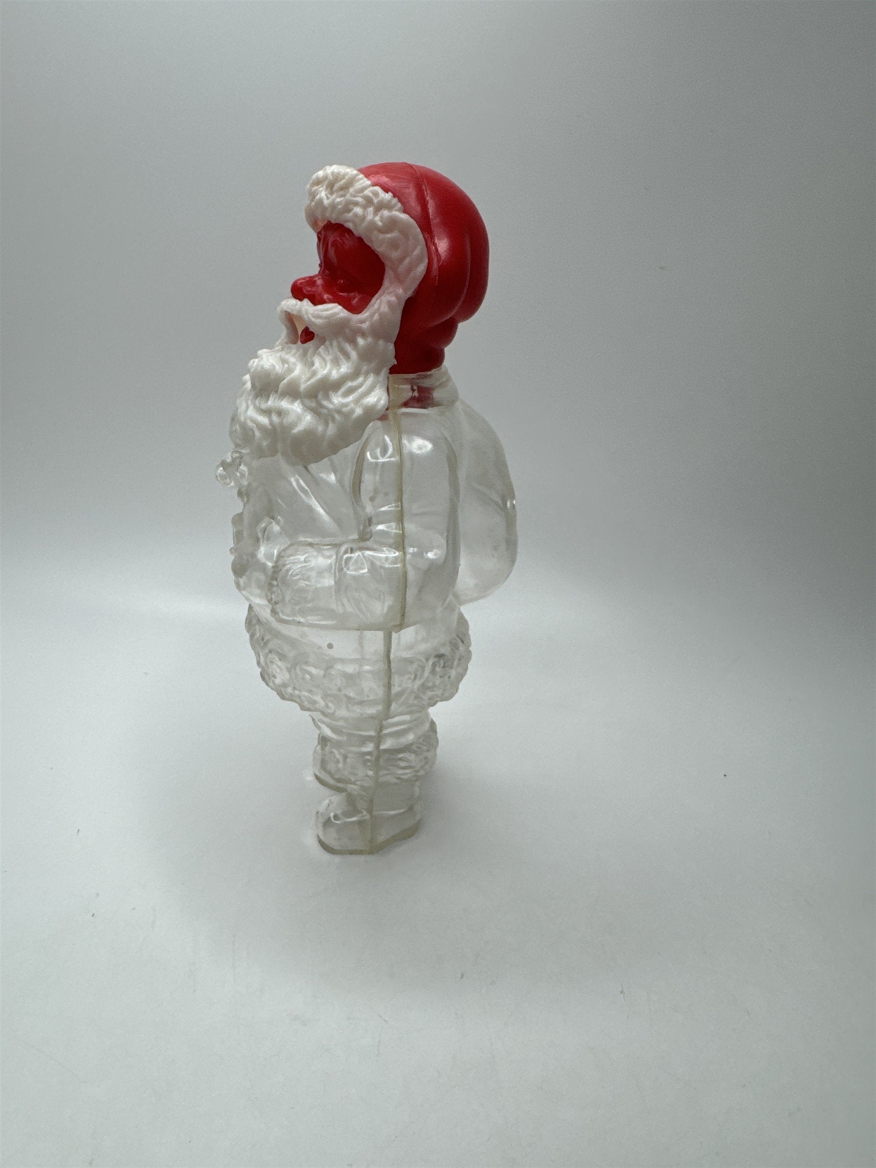 Vintage Santa Candy Container Bank Clear Plastic Blow Mold Christmas Figurine
