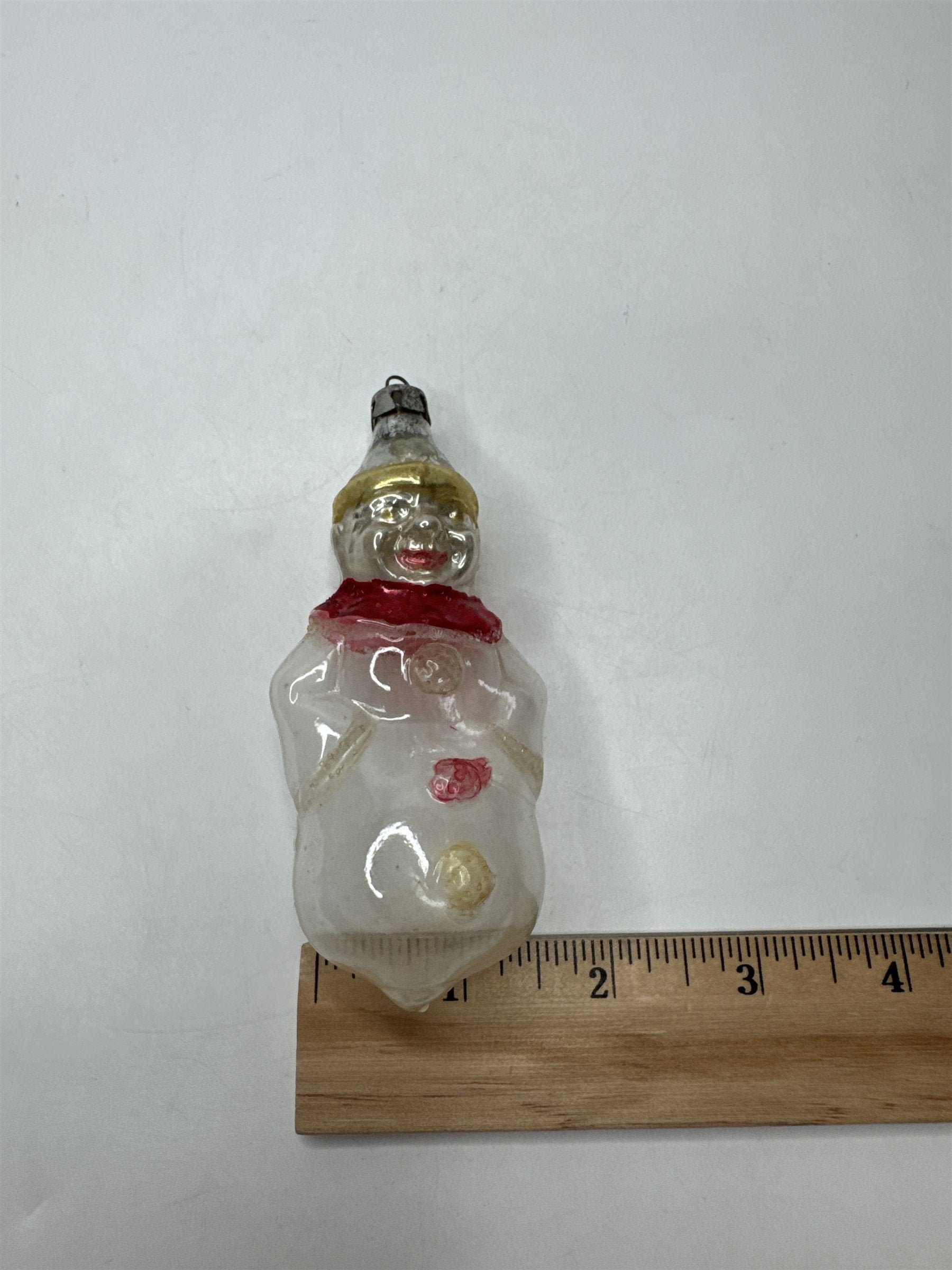 Antique Poland Blown Glass Clown Jester Figural Christmas Ornament Folk Art