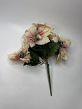 Vintage Faux Poinsettia Bush Flowers Christmas Pink White Glitter Velvet Fabric