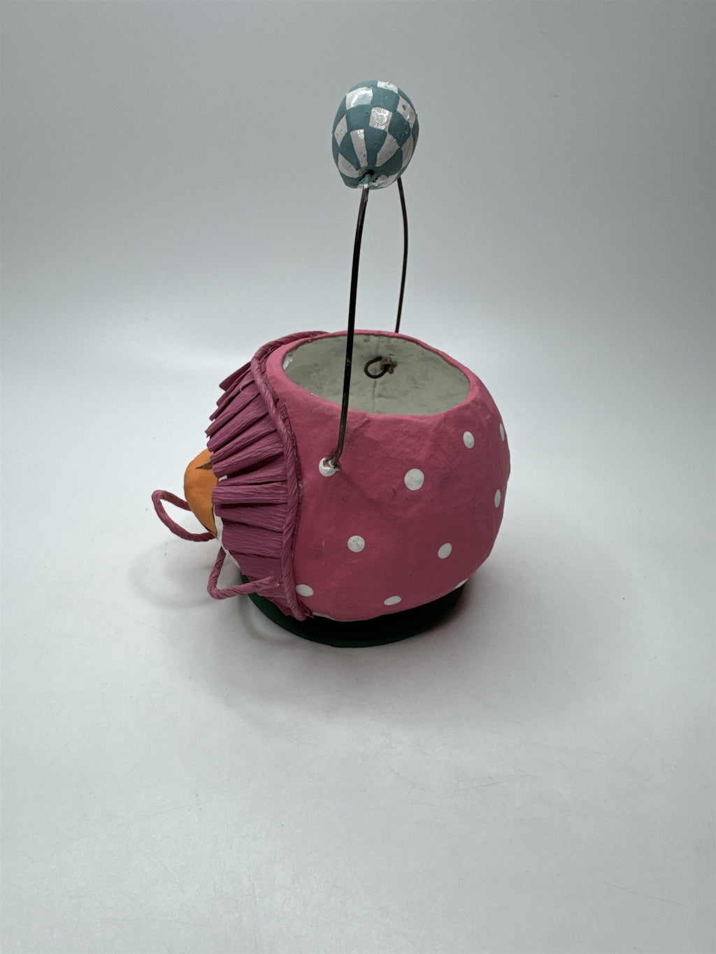 Vintage Department 56 Paper Mache Goose Bucket Basket Easter Spring Pink Skirt