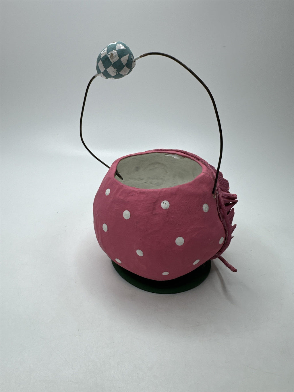 Vintage Department 56 Paper Mache Goose Bucket Basket Easter Spring Pink Skirt