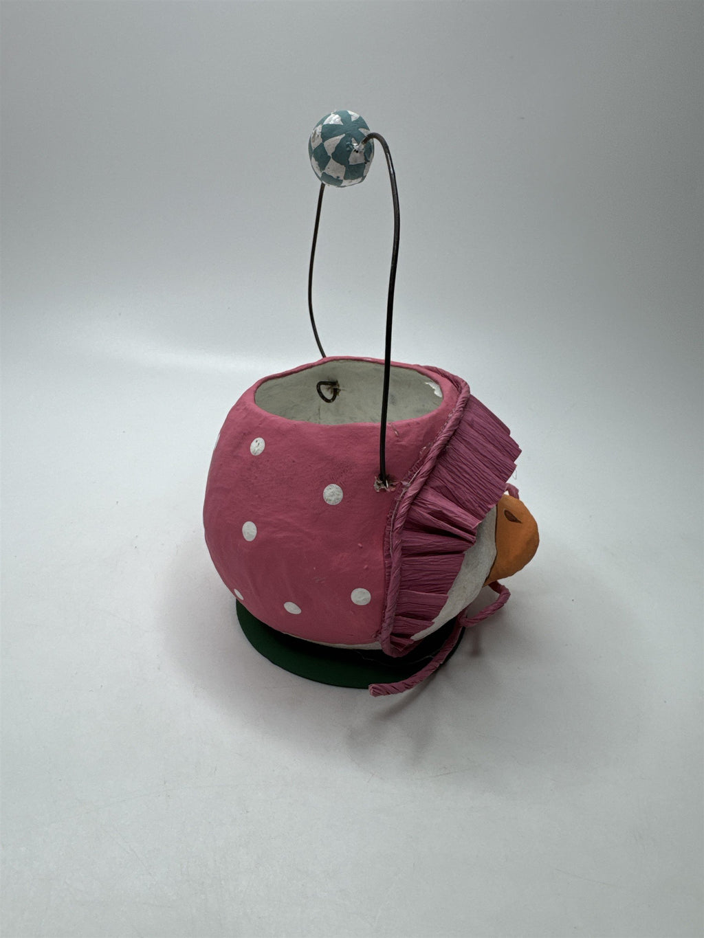 Vintage Department 56 Paper Mache Goose Bucket Basket Easter Spring Pink Skirt