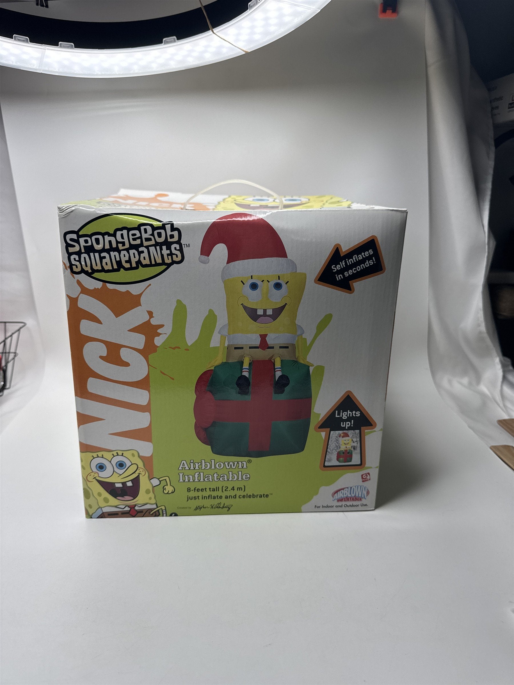NICK Spongebob Squarepants Christmas Inflatable Airblown 8 Ft Tall Box New