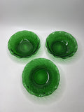 Lot 3 Anchor Hocking Depression Glass Swirl Emerald Green Ruffled Edge Bowls