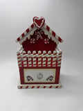 Wooden Gingerbread House Candy Cane Christmas Decor Storage Drawer Box