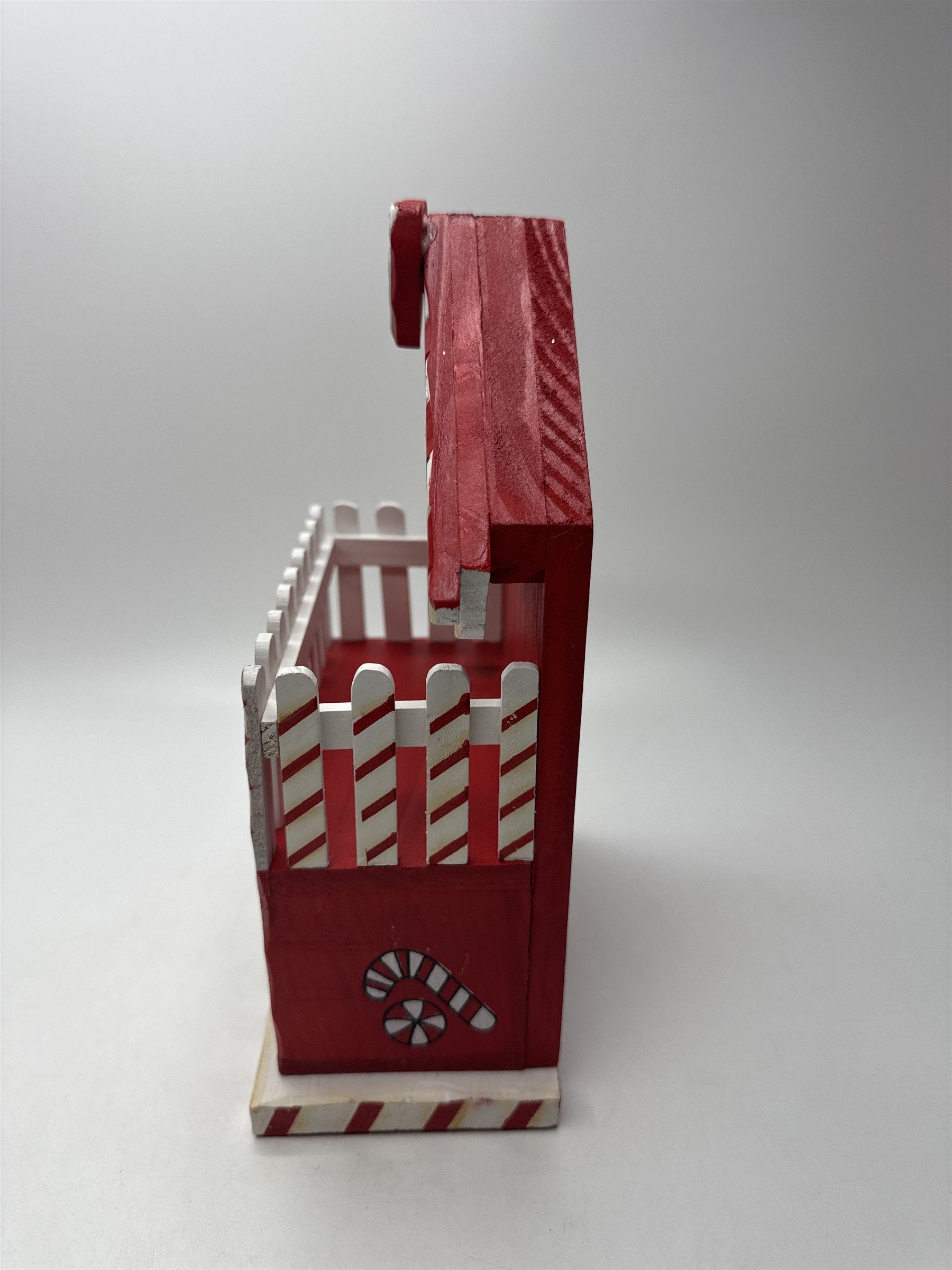Wooden Gingerbread House Candy Cane Christmas Decor Storage Drawer Box