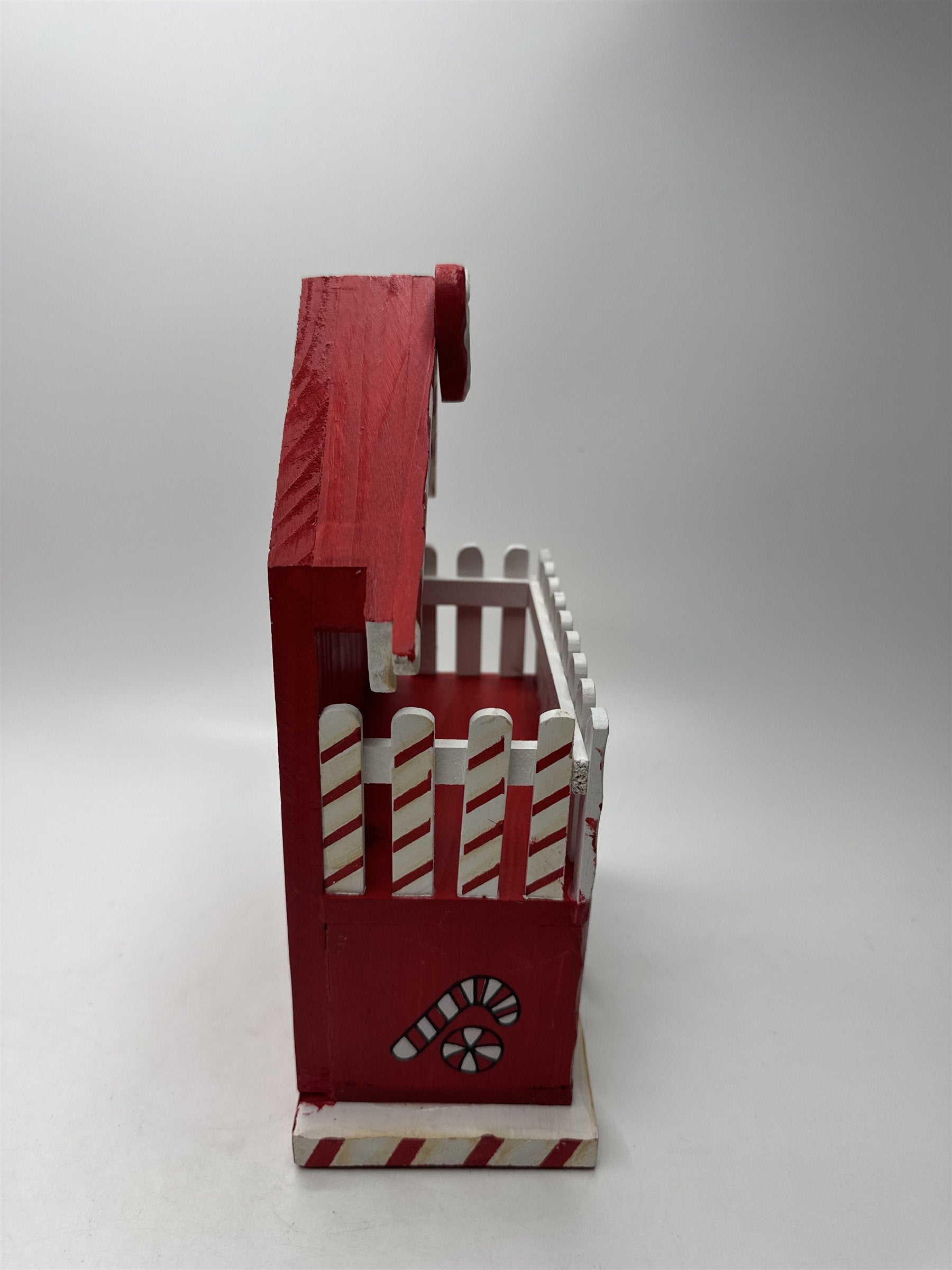 Wooden Gingerbread House Candy Cane Christmas Decor Storage Drawer Box