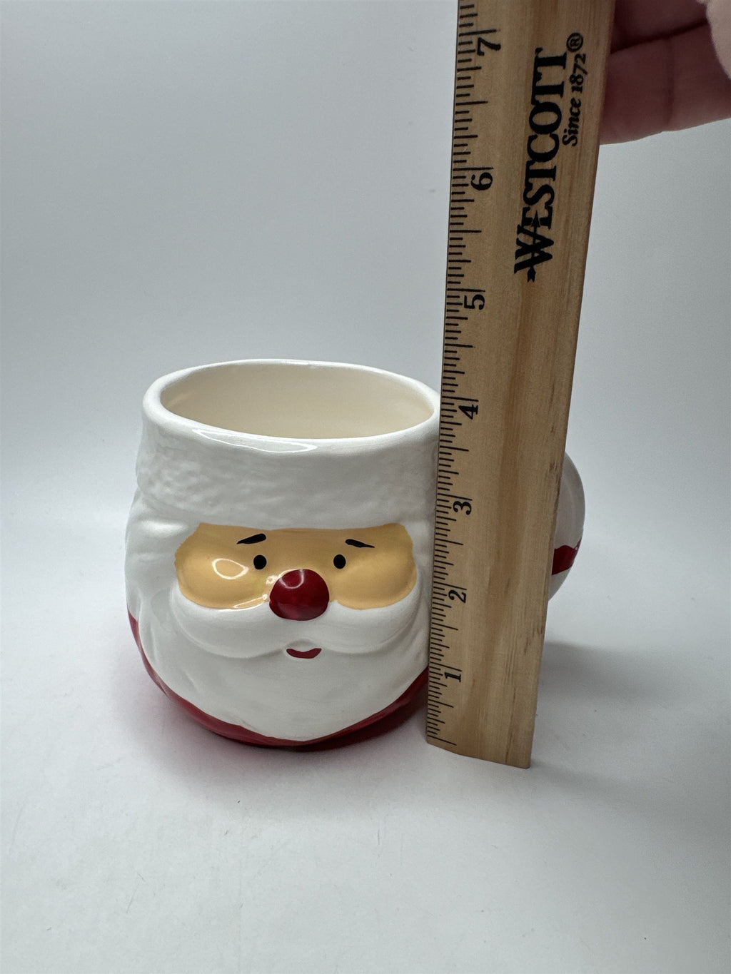 Ceramic Santa Claus Face Mug Christmas Holiday Coffee Cocoa Candy Cane Handle