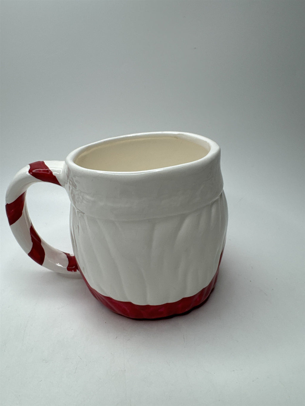 Ceramic Santa Claus Face Mug Christmas Holiday Coffee Cocoa Candy Cane Handle