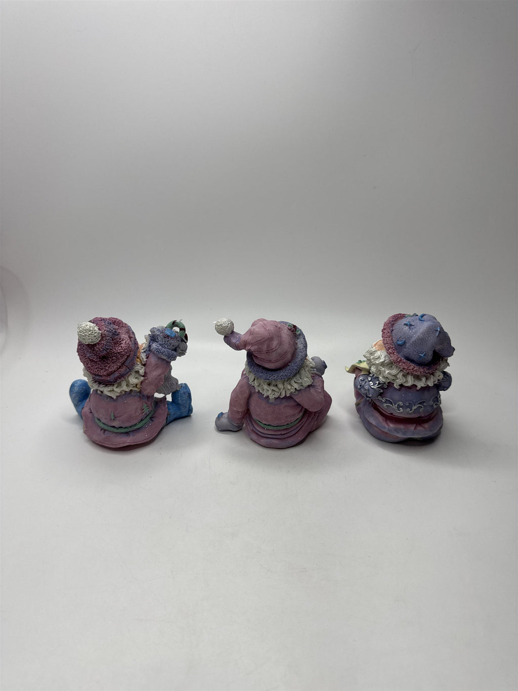 SET of 3 Home Interiors & Gifts Sugar Plum Santa Figurines Resin Pink Purple