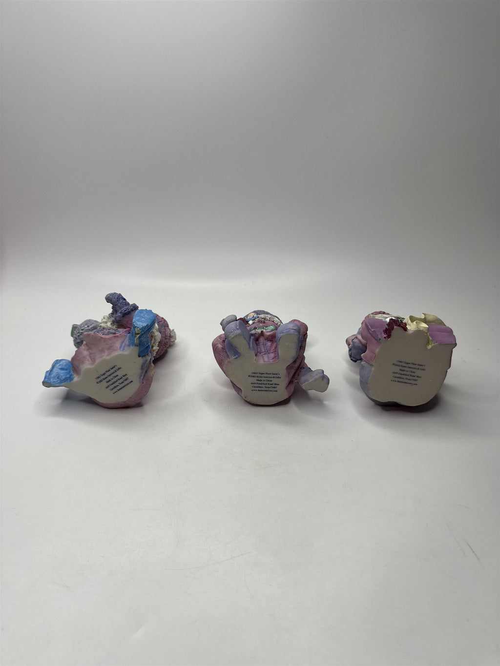 SET of 3 Home Interiors & Gifts Sugar Plum Santa Figurines Resin Pink Purple
