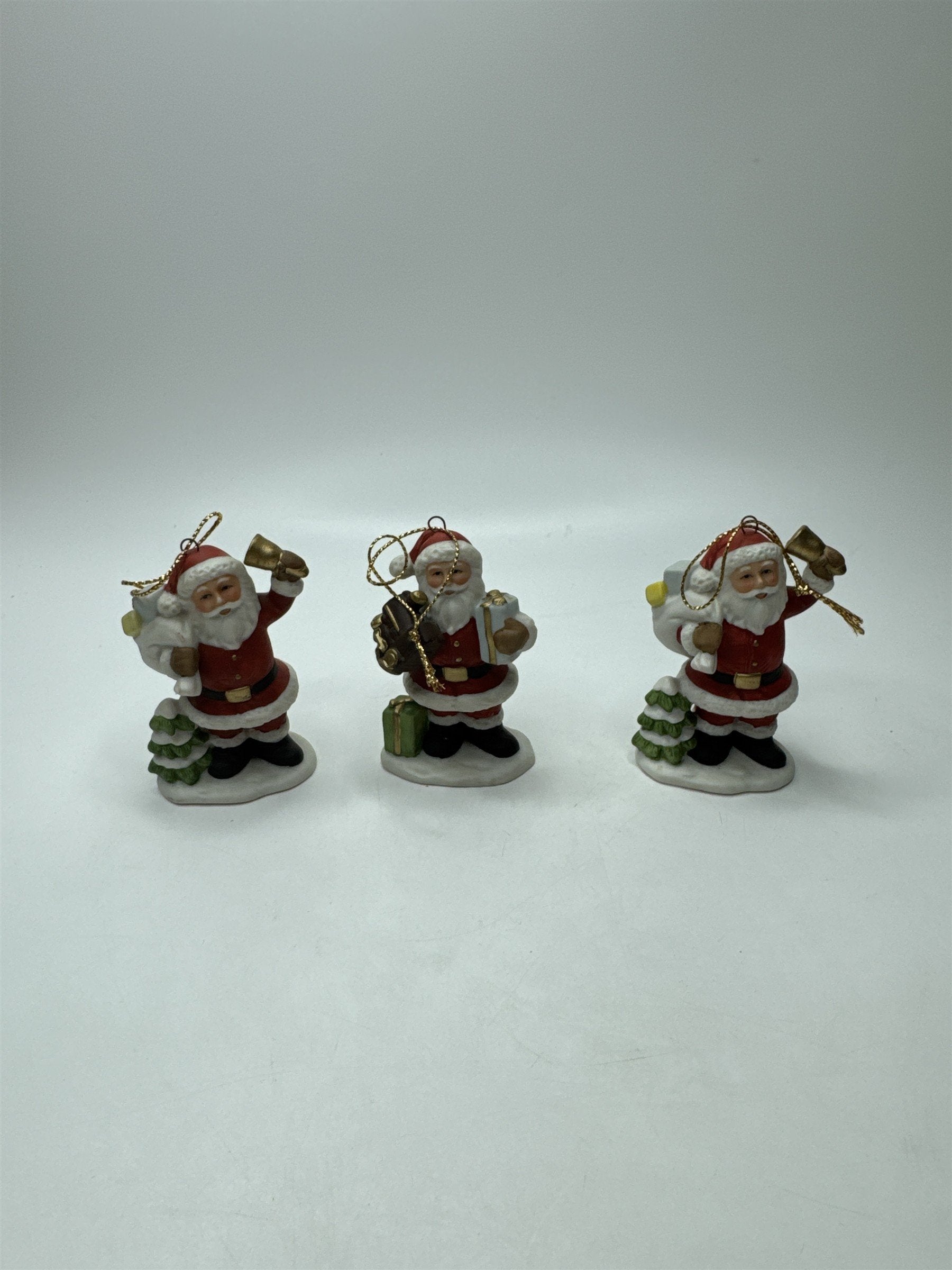 SET 3 HOMCO Santa Ornaments Vintage Figurine Toys Christmas Tree 8742