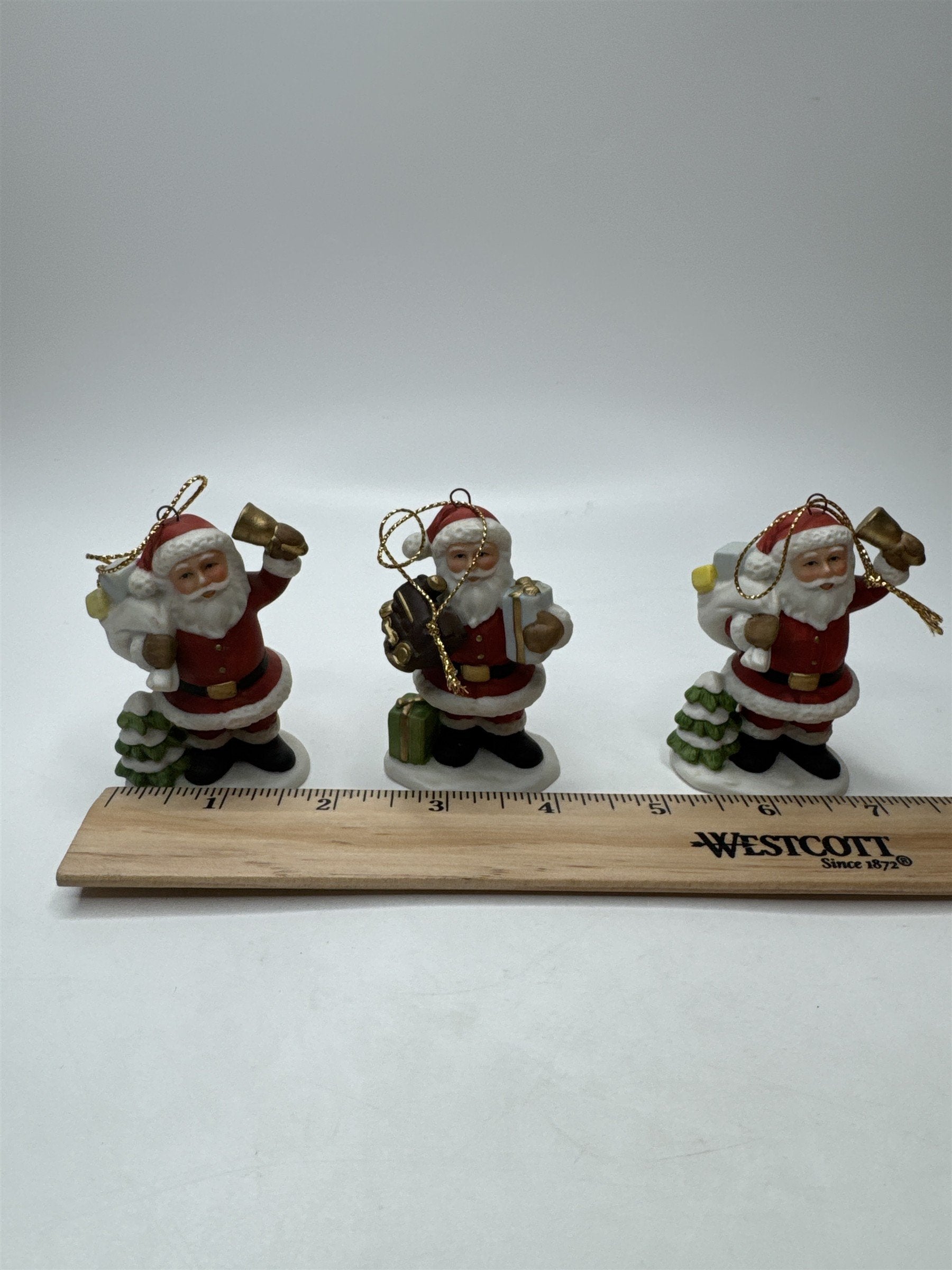 SET 3 HOMCO Santa Ornaments Vintage Figurine Toys Christmas Tree 8742
