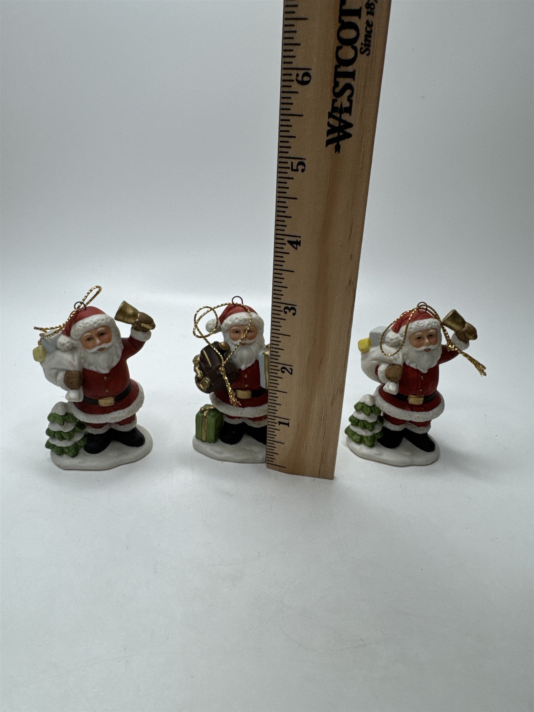 SET 3 HOMCO Santa Ornaments Vintage Figurine Toys Christmas Tree 8742
