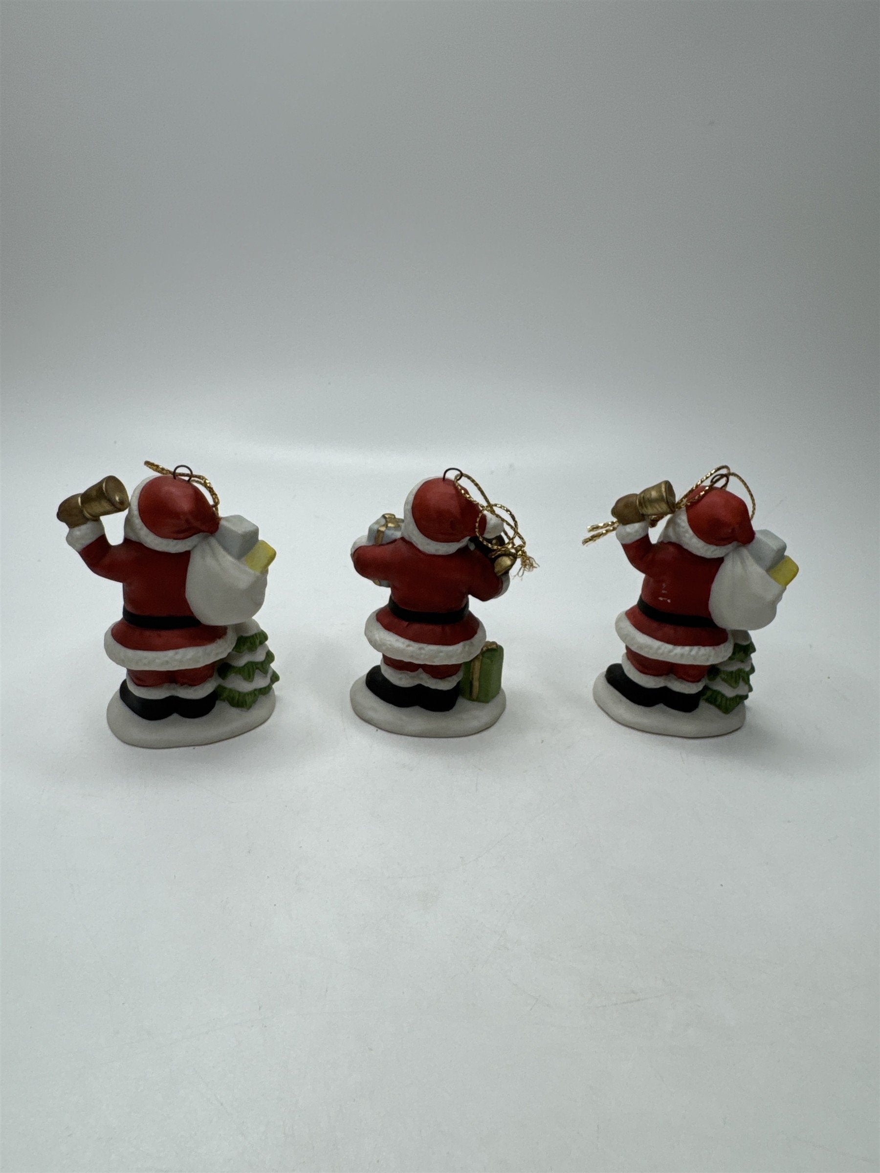 SET 3 HOMCO Santa Ornaments Vintage Figurine Toys Christmas Tree 8742