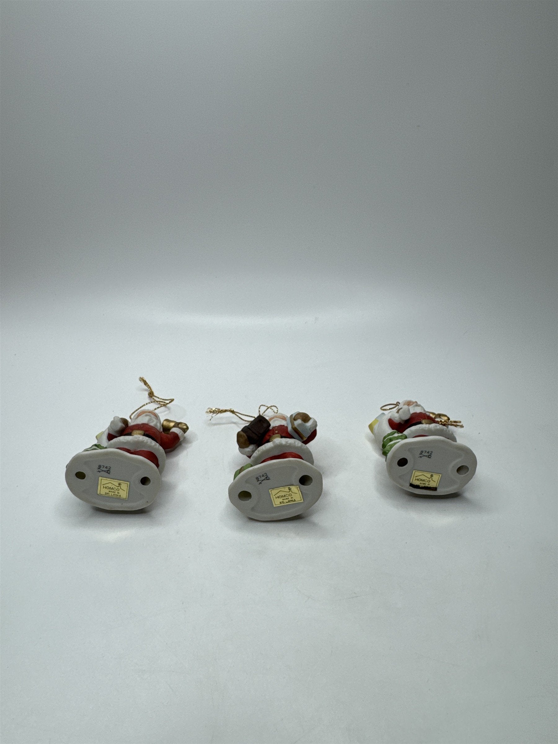 SET 3 HOMCO Santa Ornaments Vintage Figurine Toys Christmas Tree 8742