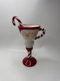 Whimsical Santa Mug Martini Glass Candy Cane Stirrer Ceramic Christmas Pedestal