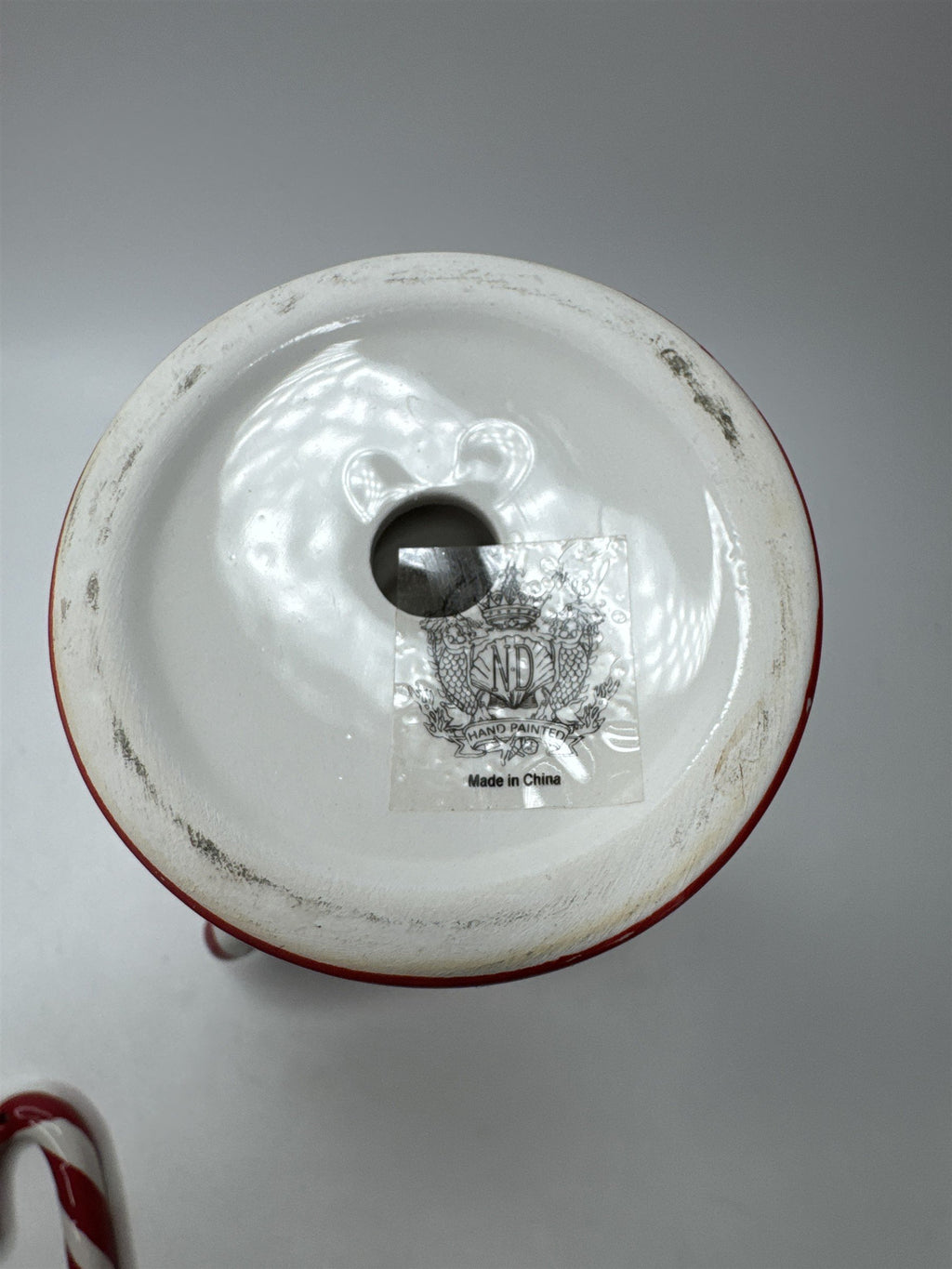 Whimsical Santa Mug Martini Glass Candy Cane Stirrer Ceramic Christmas Pedestal