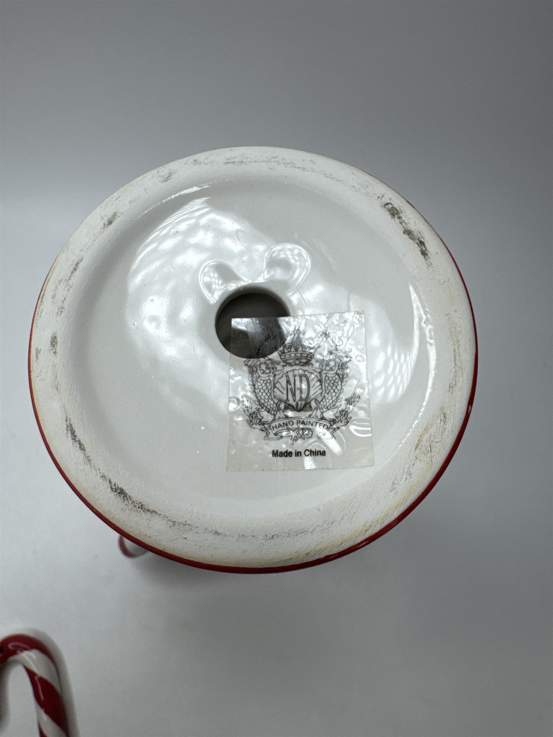 Whimsical Santa Mug Martini Glass Candy Cane Stirrer Ceramic Christmas Pedestal