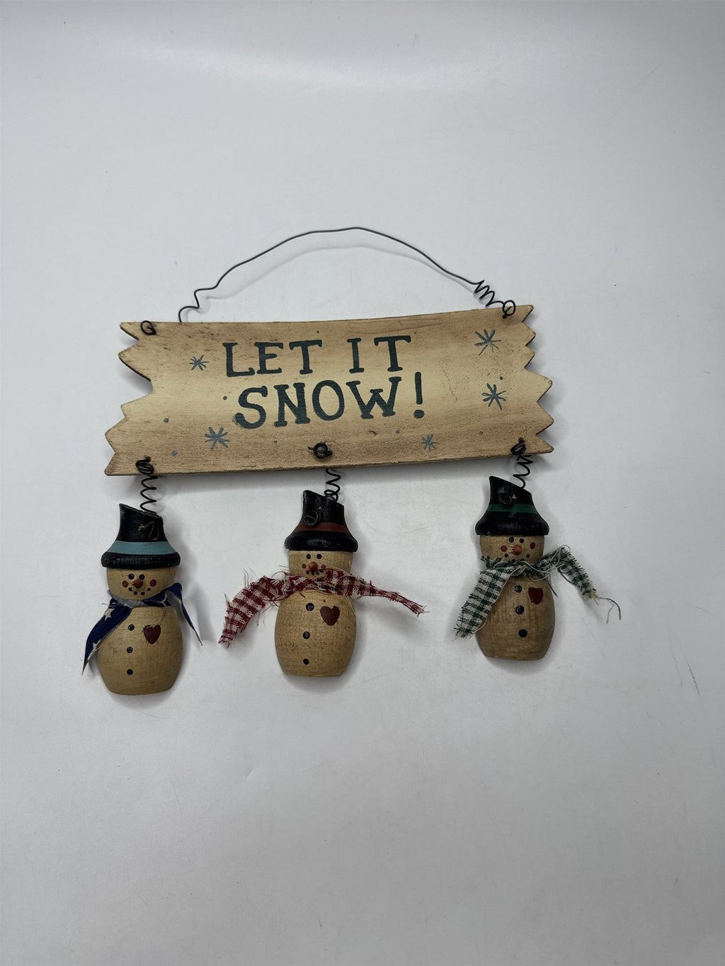 "LET IT SNOW" Wooden Sign Snowmen Christmas Winter Primitive Hanging Wall Decor