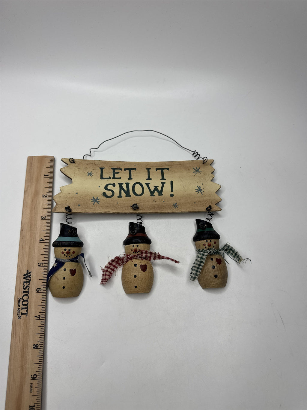 "LET IT SNOW" Wooden Sign Snowmen Christmas Winter Primitive Hanging Wall Decor