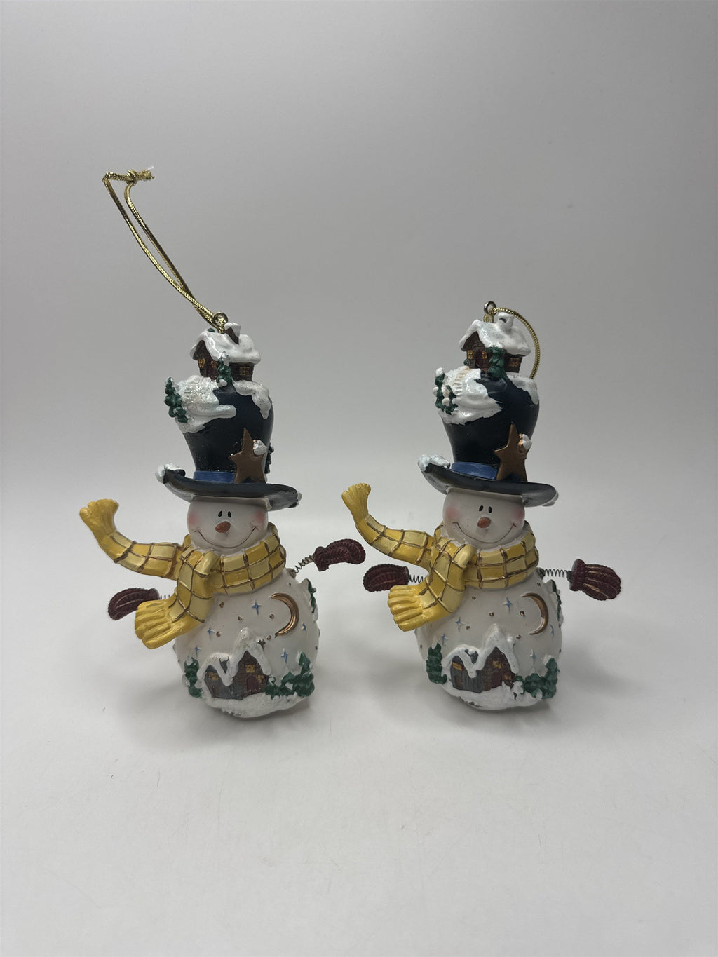 SET 2 Home Interiors Snowman Ornaments Figurine Christmas Winter Village House