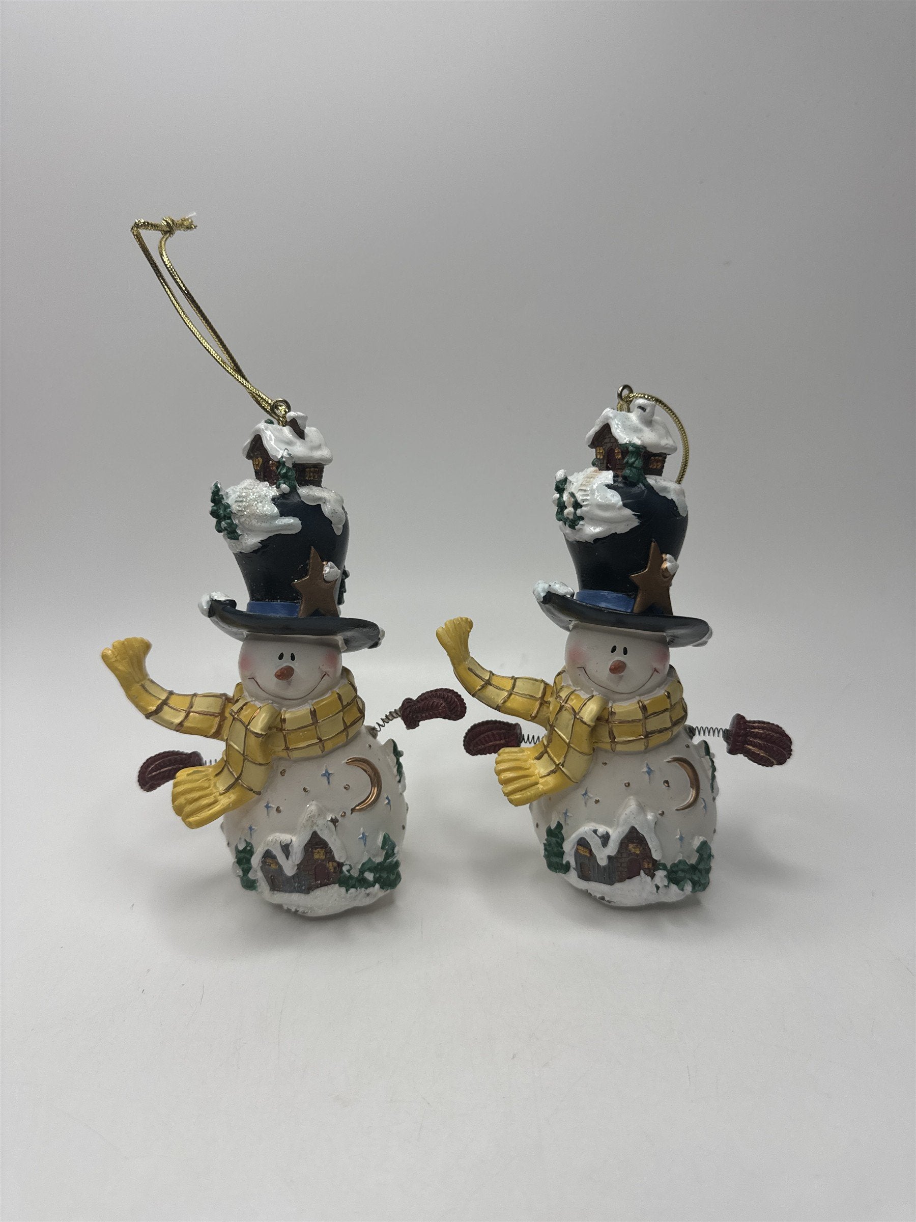 SET 2 Home Interiors Snowman Ornaments Figurine Christmas Winter Village House