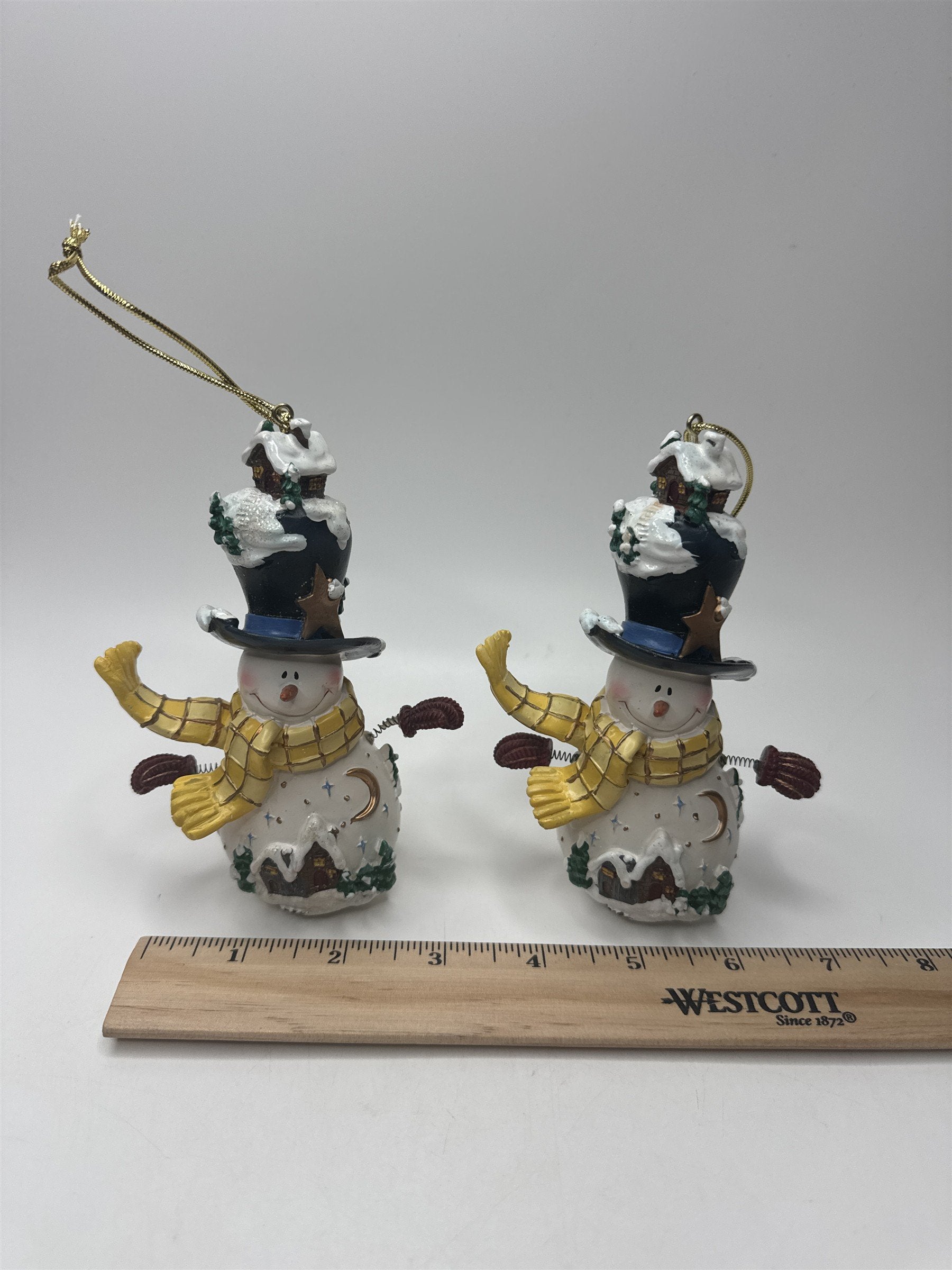 SET 2 Home Interiors Snowman Ornaments Figurine Christmas Winter Village House