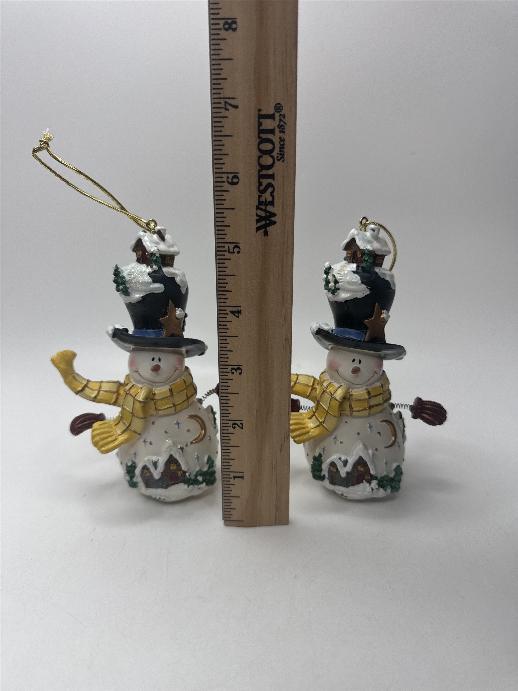 SET 2 Home Interiors Snowman Ornaments Figurine Christmas Winter Village House