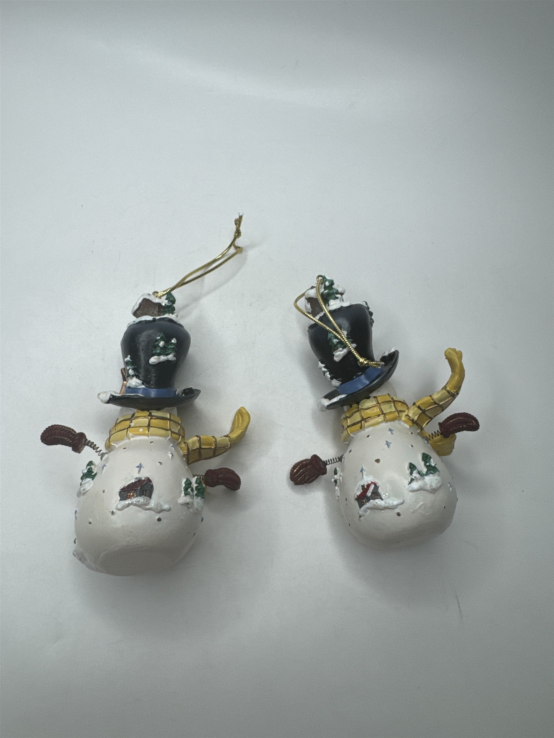 SET 2 Home Interiors Snowman Ornaments Figurine Christmas Winter Village House