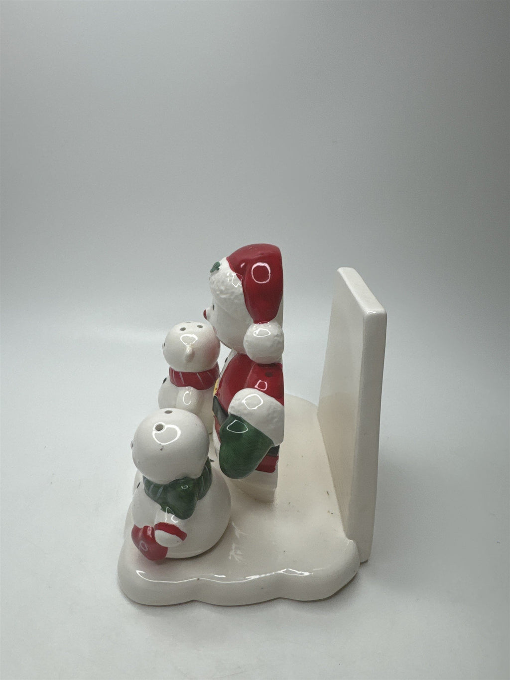 Santa Snowmen Napkin Holder & Salt Pepper Shakers Ceramic Christmas Table Set