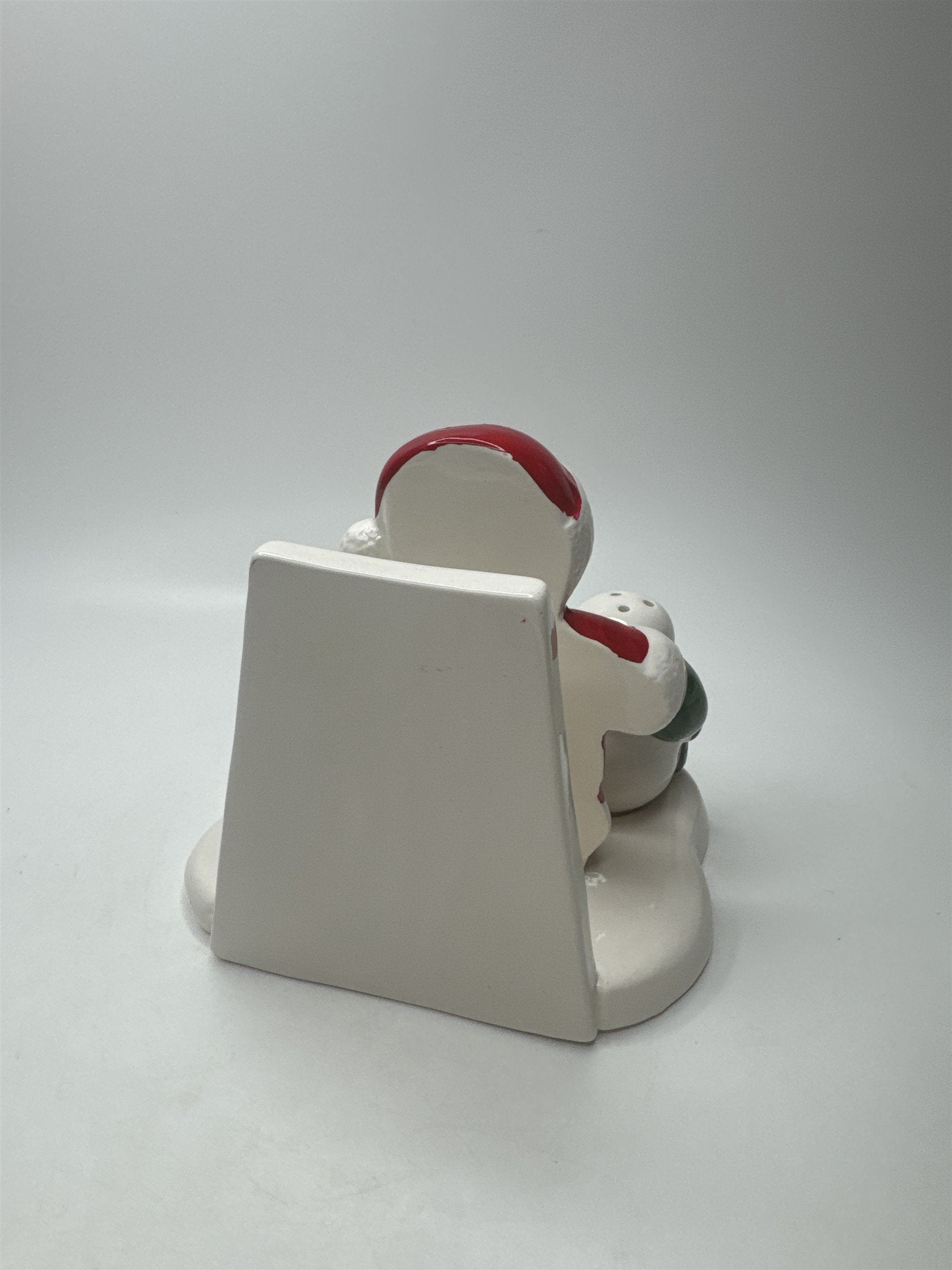 Santa Snowmen Napkin Holder & Salt Pepper Shakers Ceramic Christmas Table Set