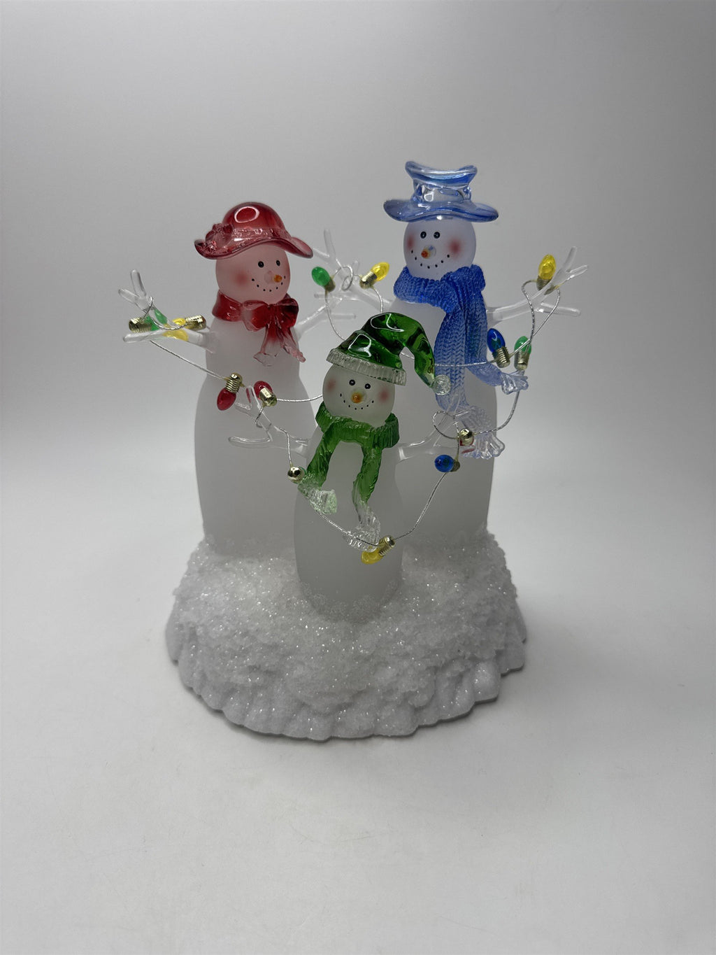 Home Interiors Fiber Optic Snowmen Color Changing LED Christmas Light Figurine