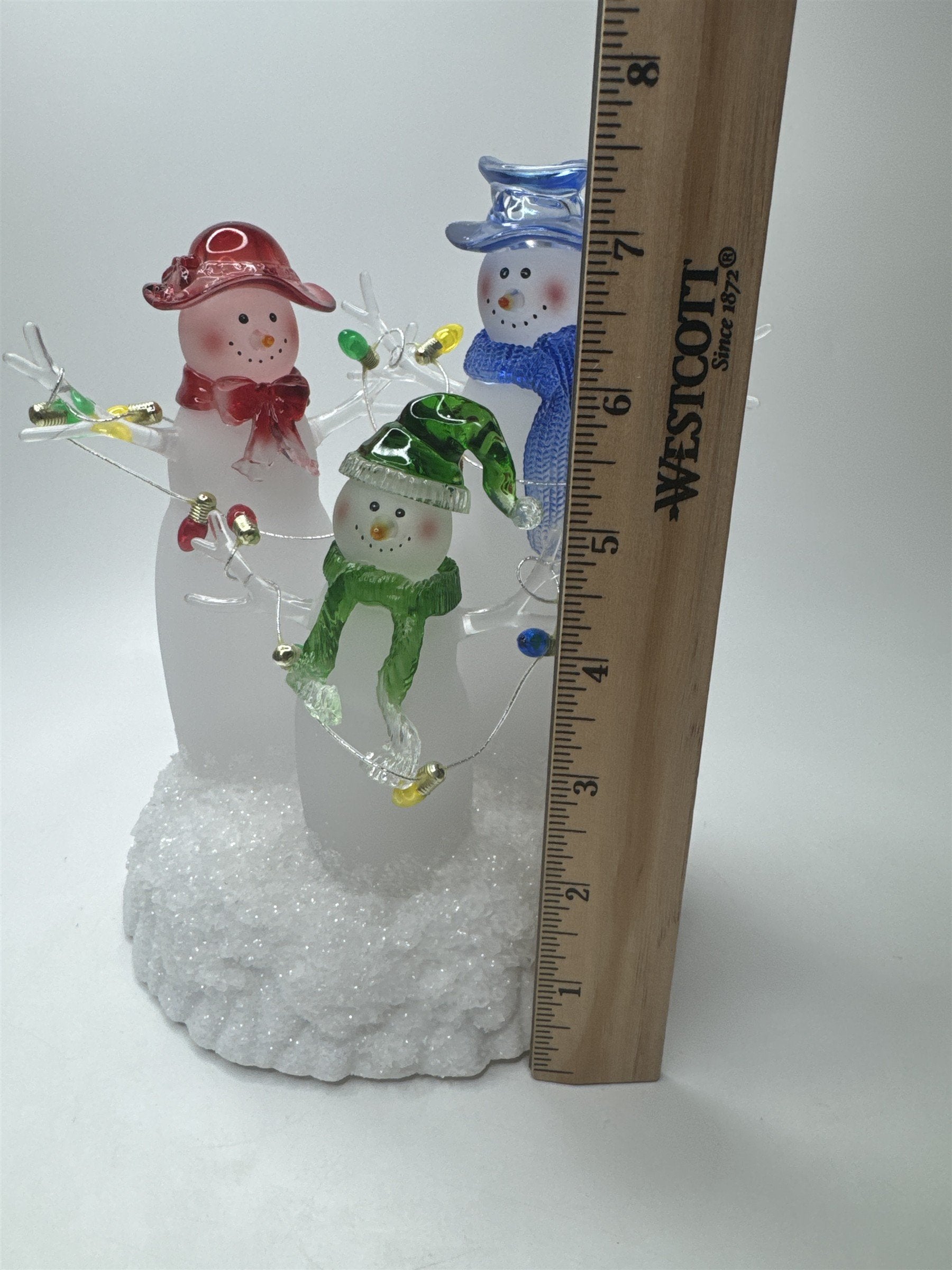 Home Interiors Fiber Optic Snowmen Color Changing LED Christmas Light Figurine