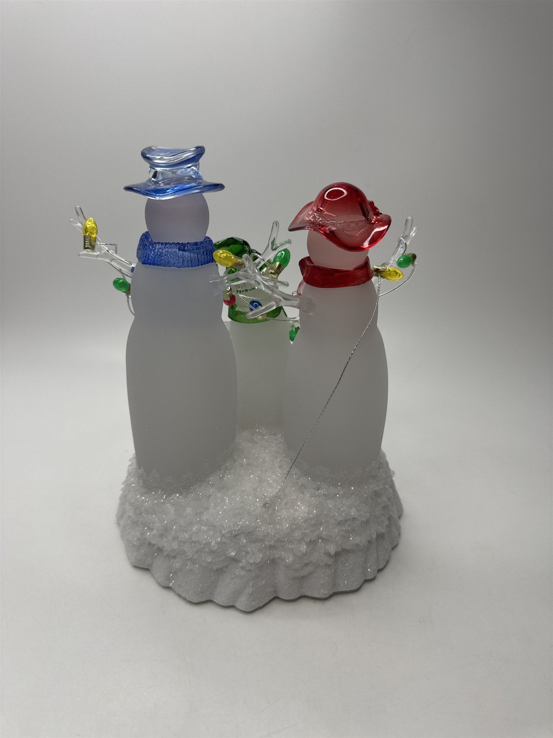 Home Interiors Fiber Optic Snowmen Color Changing LED Christmas Light Figurine