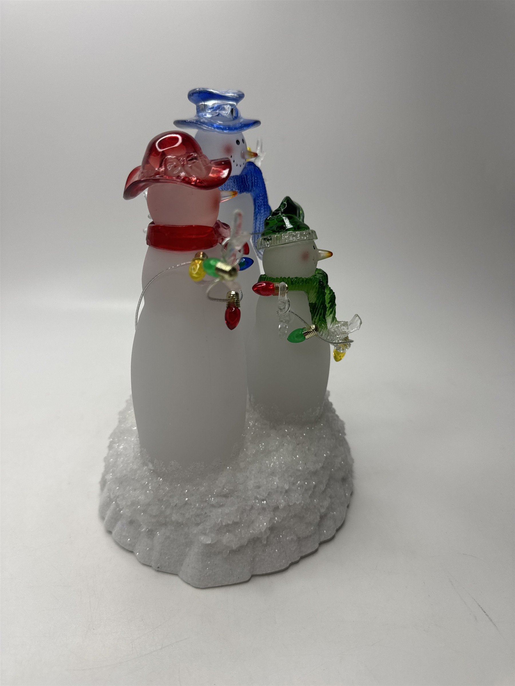 Home Interiors Fiber Optic Snowmen Color Changing LED Christmas Light Figurine