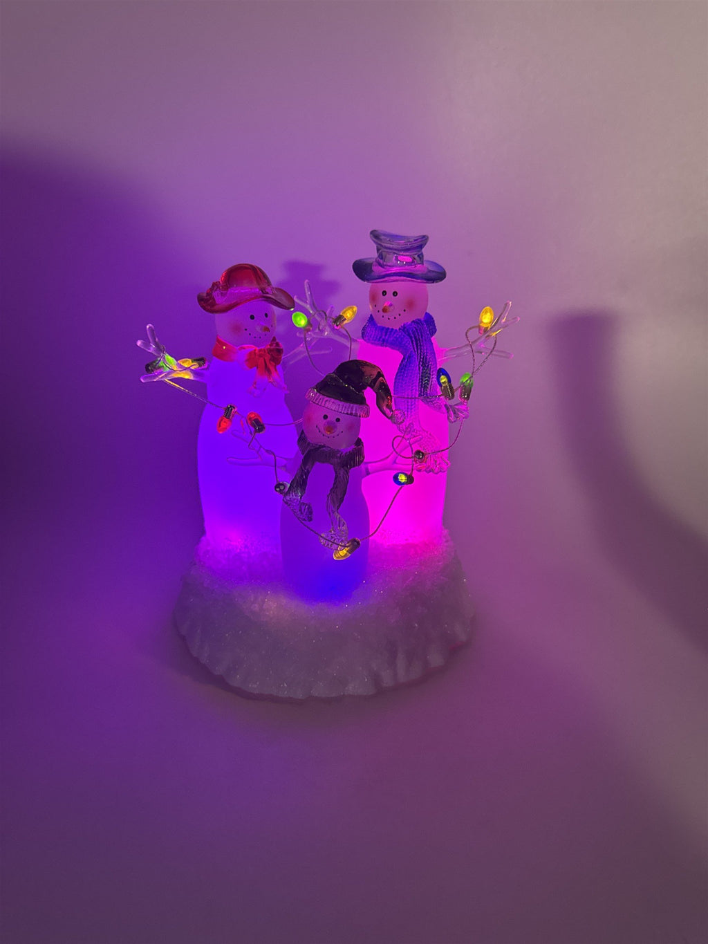 Home Interiors Fiber Optic Snowmen Color Changing LED Christmas Light Figurine