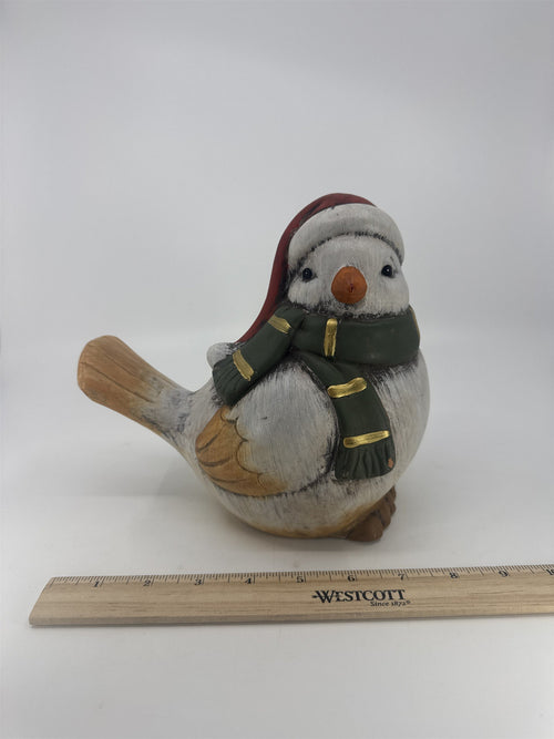 Ceramic Christmas Peace Dove With Green Scarf And Red Hat Christmas Decor