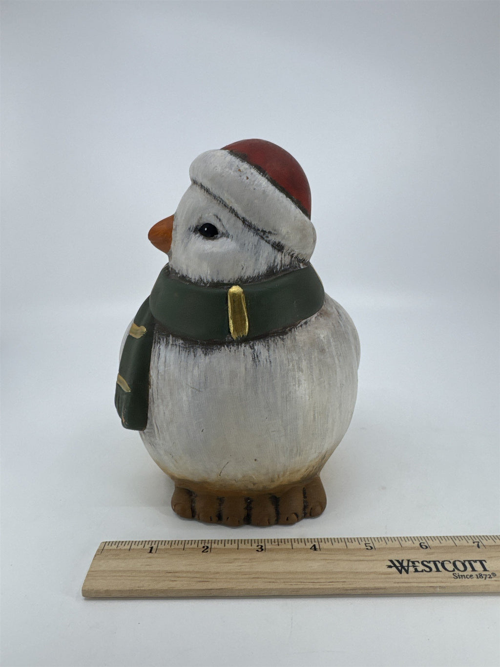 Ceramic Christmas Peace Dove With Green Scarf And Red Hat Christmas Decor