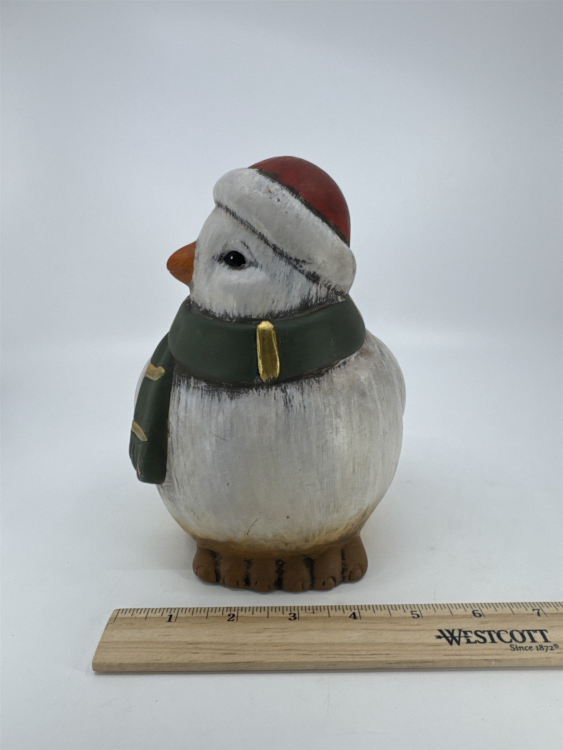 Ceramic Christmas Peace Dove With Green Scarf And Red Hat Christmas Decor