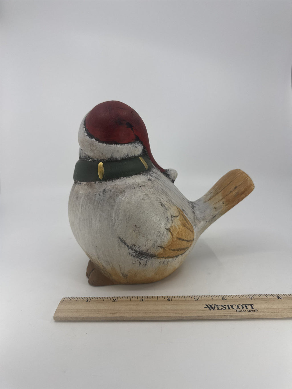 Ceramic Christmas Peace Dove With Green Scarf And Red Hat Christmas Decor