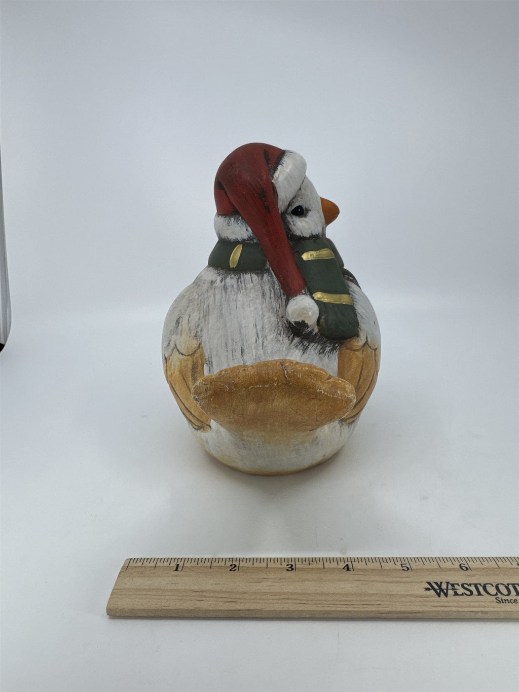 Ceramic Christmas Peace Dove With Green Scarf And Red Hat Christmas Decor
