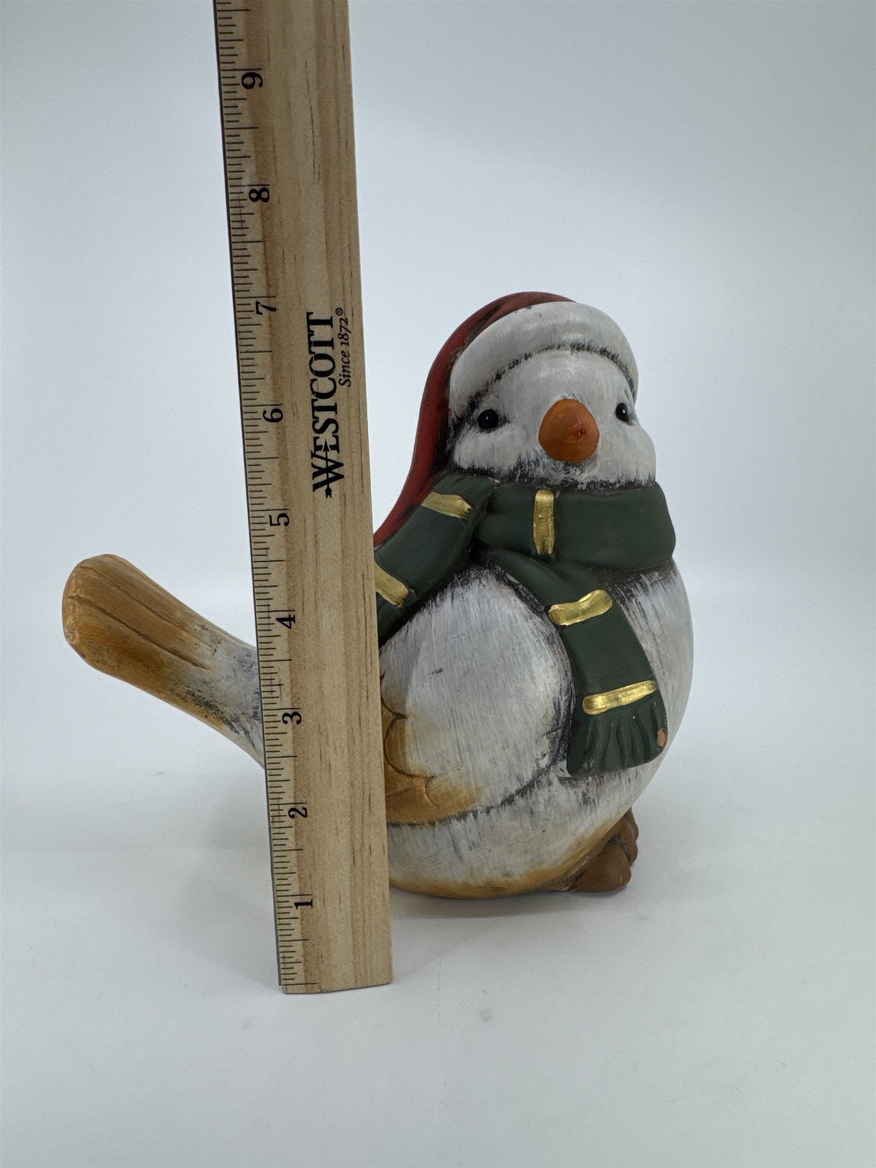 Ceramic Christmas Peace Dove With Green Scarf And Red Hat Christmas Decor