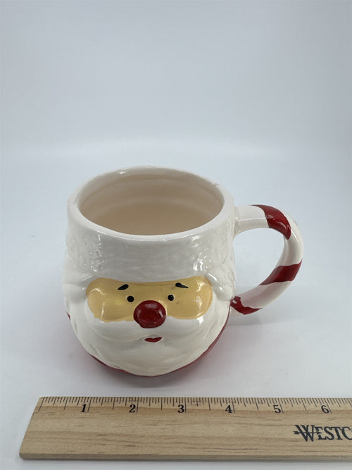 Ceramic Santa Clause Face Mug Christmas Holiday Coffee/Cocoa Mug *Chipped Paint
