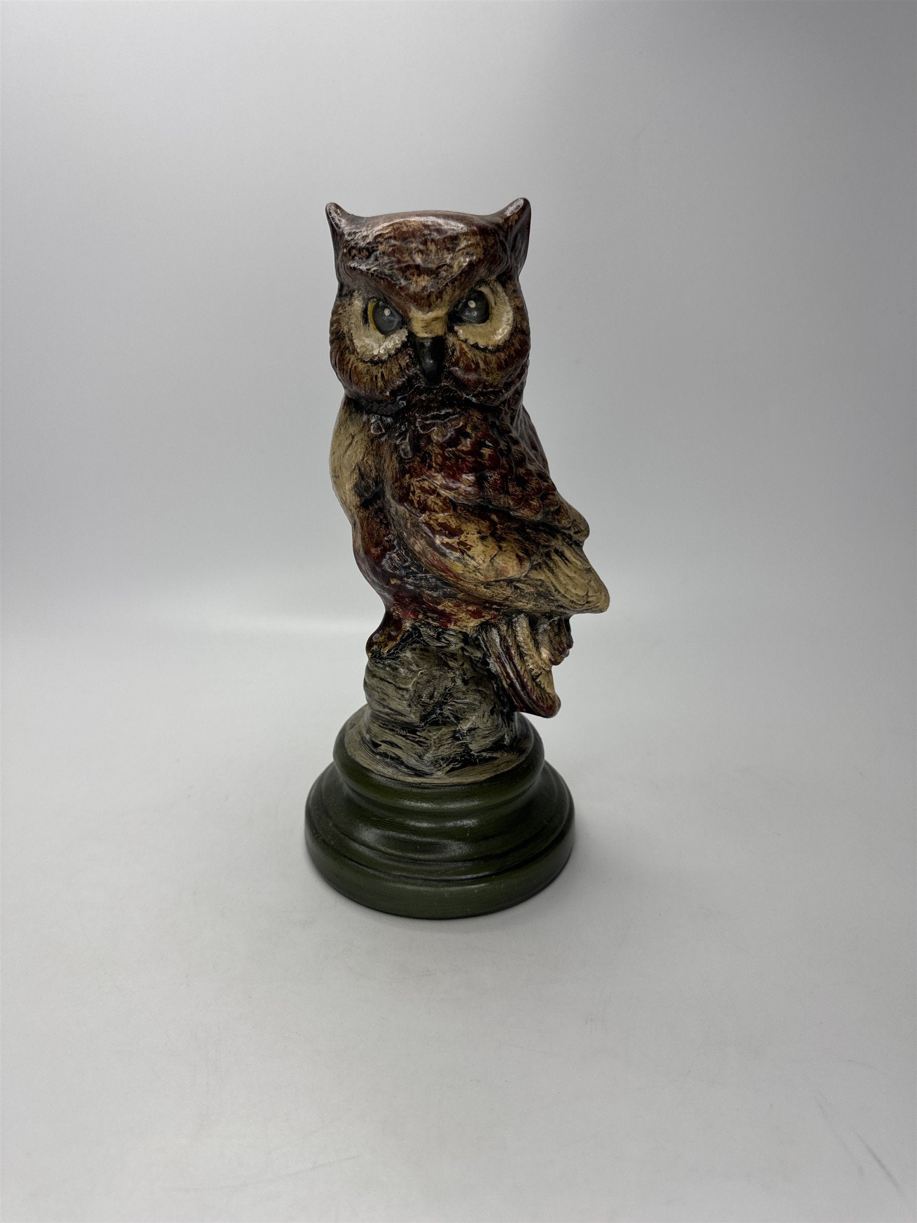 Great Horned Owl Statue Figurine Vintage MCM Ceramic 8.5" 1980s Decor