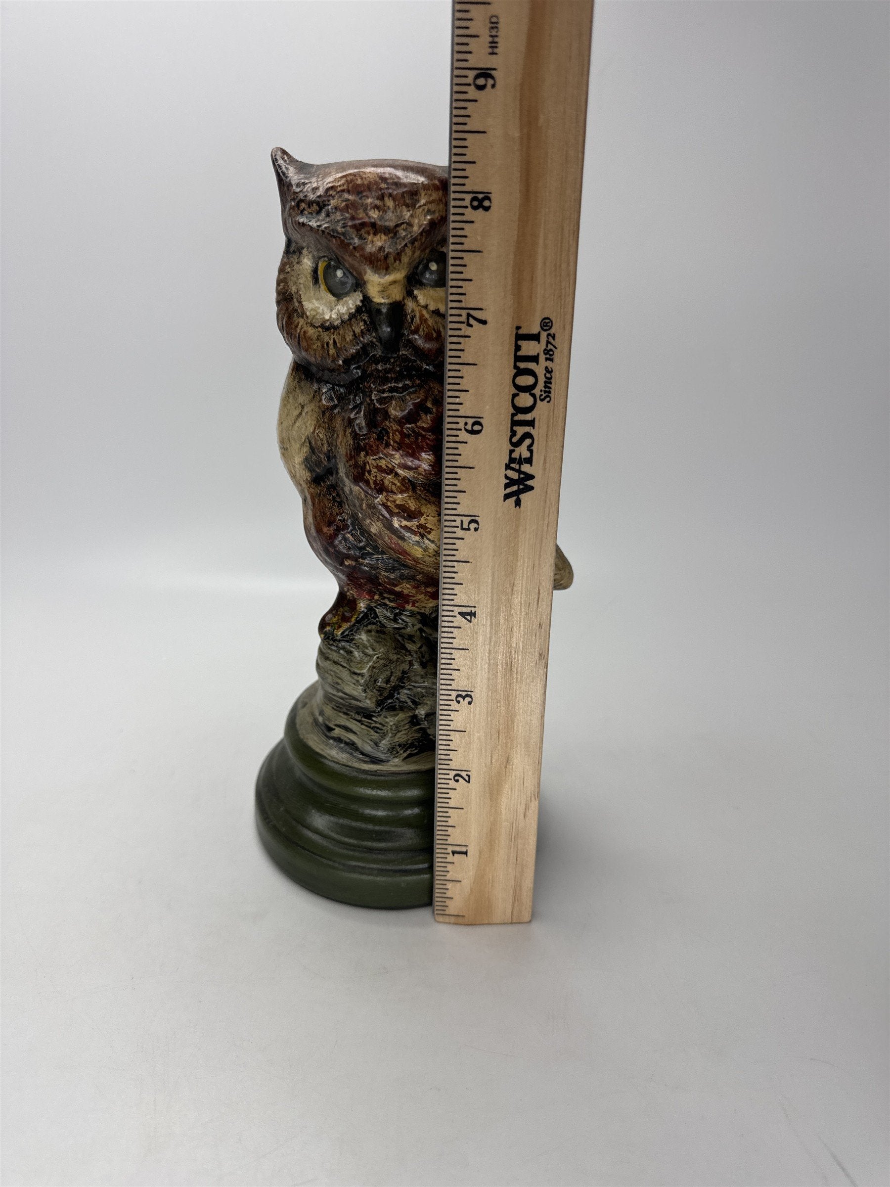 Great Horned Owl Statue Figurine Vintage MCM Ceramic 8.5" 1980s Decor