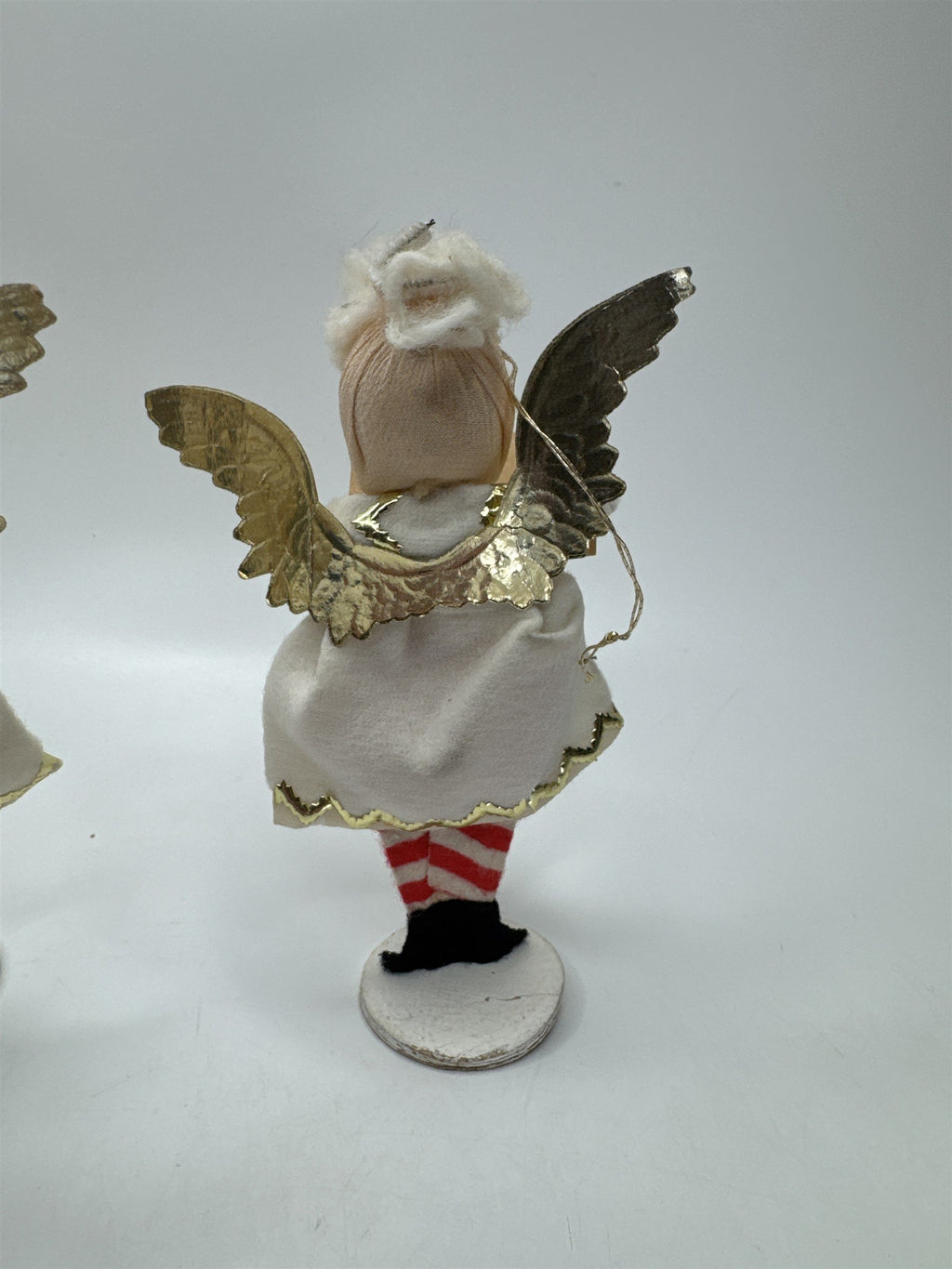 SET 3 Vintage Christmas Angel Ornaments Paper Felt Gold Wings Choir Figures