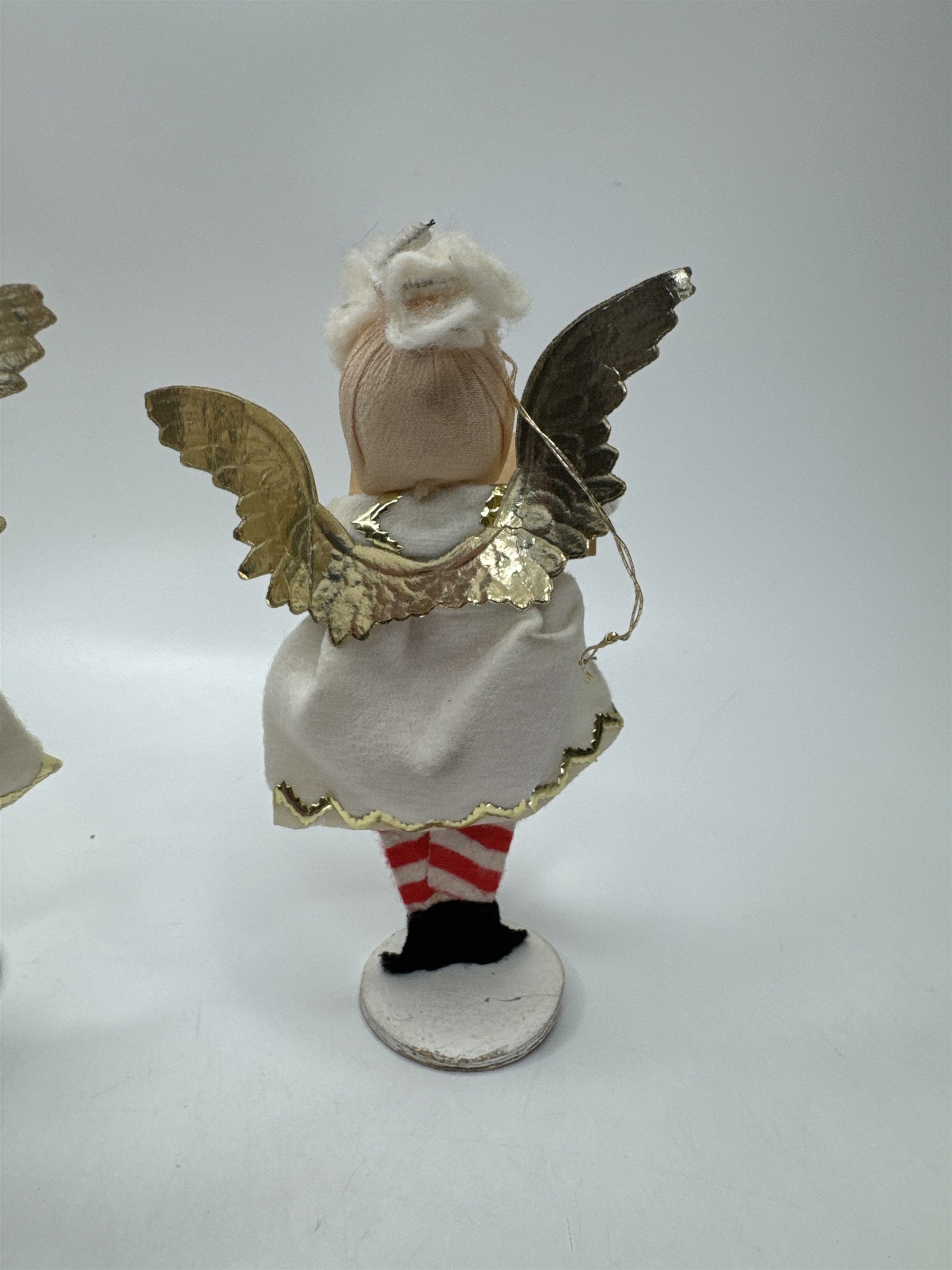 SET 3 Vintage Christmas Angel Ornaments Paper Felt Gold Wings Choir Figures